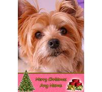 Personalised Yorkshire Terrier Dog Christmas Card (Merry Christmas, Any Name) - Custom Xmas Card for Him or Her Male Female Kids Boys Girls