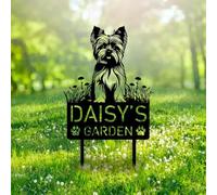 Personalised Yorkshire Terrier Dog Garden Sign, Custom Metal Name Sign, Garden Ornaments, Pet Memorial Plaque, Yorkshire Terrier Gift, Backyard Decor, Dog Statue, Yorkie Silhouette Outdoor Decor