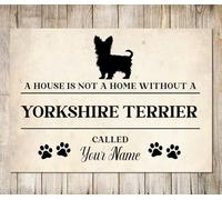 PERSONALISED YORKSHIRE TERRIER Sign Pet Name Dog Homemade Decor Metal Plaque