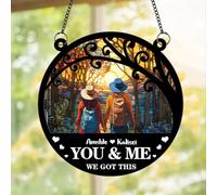 Personalised You And Me We Got This Couple Suncatcher Ornament Custom Name Portrait Fun Camping Hiking Together Sun Catcher Window Hanging Ornament Gift For Her/Him Birthday Xmas (style 24)