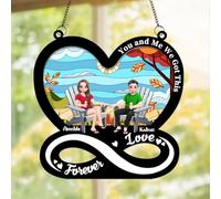 Personalised You And Me We Got This Forever Love Couple Suncatcher Ornament Custom Name Portrait Funny Beach Chair Couple Window Ornament Gift For Her/Him Birthday Christmas (style 17)