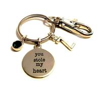 Personalised 'You Stole My Heart' Keychain with Any Initial & Birthstone, Valentine's Day Gift, Boyfriend, Girlfriend, Husband, Wife