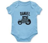 Personalised Young Farmer Babygrow Baby Boys Custom Tractor Vest Babies, 3-6 Months, Light Blue
