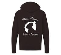 Personalised Your & Horse Name Pony Horse Hoodie, Funny Boys/Girls Riding Gift Unisex Kids Adults Top (Black, 9 Years)