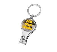Personalised Your Image/Text Bottle Opener Nail Clipper Keychain, Customised Party Favours Multifunctional 4 in 1Nail Cutter Trimmer and Keyring with File,Custom Design,1Pcs