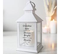 Personalised 'Your Light Shines Bright' White Lantern, Grave Marker, Memorial gift, In Memory, Candle, Rememberance, White Lantern, Lamp