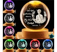 Personalised Your Light Will Always Shine in My Heart Memorial Crystal Ball Night Light Custom Name Photo Memorial Lamp Bedroom Decor Sympathy Gift for Loss of Loved (Style 9)