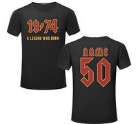 Personalised Your Name 1974 Legend was Born T-Shirt 50th Birthday Gift Bikers Men's Attitude Legends Adult Unisex Tee Top Black