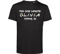 Personalised Your Name/Age One Where Olivia Turns 20 T-Shirt Birthday Gift Funny Spoof Joke Party Wear Adult Kids Unisex Tee Top Black