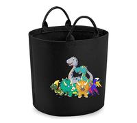 Personalised Your Name Dinosaur Text Safari Felt Bag Felt Trug Toy Bag Storage bag for adult & Kids Customised Storage bag T-Rex Text Bag (BLACK)