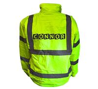Personalised Your Name Here Kids Hi Vis Yellow Bomber Jacket, Reflective High Visibility Safety Childs Coat, By Brook Hi Vis, Medium 7-9 Years