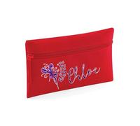 Personalised Your Name with Fairy Design Kids Pencil Case, Custom Name Pencil Pouch for Kids, Boys Girls School Supplies (Classic Red)
