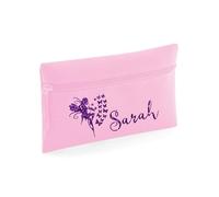 Personalised Your Name with Fairy Design Pencil Case, Custom Name Pencil Pouch for Kids, Boys Girls School Supplies (Classic Pink)