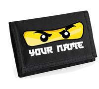 Personalised Your Name with Ninja Eyes Design Ripper Wallet - Custom Name Wallet for Boys & Girls - Cool Unisex Gift for Children (Black)
