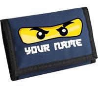Personalised Your Name with Ninja Eyes Design Ripper Wallet - Custom Name Wallet for Boys & Girls - Cool Unisex Gift for Children (French Navy)