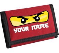 Personalised Your Name with Ninja Eyes Design Ripper Wallet - Custom Name Wallet for Boys & Girls - Cool Unisex Gift for Children (Classic Red)