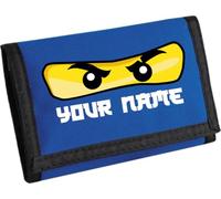 Personalised Your Name with Ninja Eyes Design Ripper Wallet - Custom Name Wallet for Boys & Girls - Cool Unisex Gift for Children (Bright Royal)