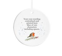 Personalised Your Own Custom Wording Ceramic Christmas Tree Decoration Gift | Robin Design Festive Ornament Bauble | In Loving Memory | Memorial Remembrance Present