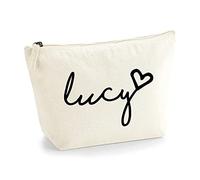 Personalised Your Own Handwritten Name Initials Text Make Up Accessory Bag in Natural Colour Glitter or Flock Texture Print - Black Film - M Natural