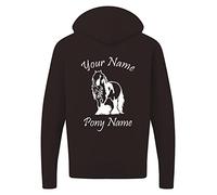 Personalised Your & Pony Name Equestrian Pony Horse Hoodie, Funny Boys/Girls Riding Gift Horse Unisex Kids Adults Top(M, Black)