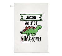 Personalised You're Roarsome Dinosaur Name Tea Towel Dish Cloth