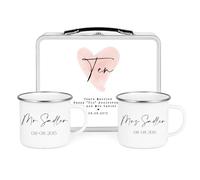 Personalised10th Wedding Anniversary Tin Anniversary Box Set - Gift for Wife or Husband - 10 Years of Marriage Keepsake Present - Customised Elegant Box and Mug Set (10 Years of Marriage)