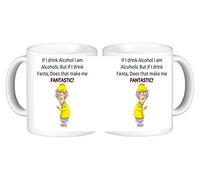 Personalisedjust4u If I Drink Alcohol Im an Alcoholic But If I Drink Fanta Does Tha Make Me Fantastic Novelty Ceramic Coffee Mug Plus Coaster