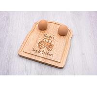 Personalisedstore.co.uk Personalised Tractor Dippy Egg Soldiers Breakfast Board for Kids with Egg Indentations and a Toast Shape (Egg & Soldiers)