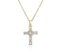 Personality Coloured Cross Pendant Necklaces for Women Crystal Zirconia Jewellery Gifts