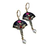 Personality Fan Shape Pearl Earrings Bra Briar Ring Pomegranate Flower Dangle Earrings Jewelry for Women