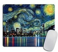 Personality Gaming Mouse Pad Desings,Starry Night with Chicago City Mouse pad Rectangle Non-Slip Rubber Mousepad 9.4"x7.9"