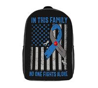 Personality Knapsack in This Family No One Fights Alone Type 1 Diabetes Awareness Sports Bag Lightweight School Backpack for Work, Camping, Travel, 42X32X14Cm