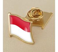 Personality red and white Monaco Flag Pin Badge,Flag Lapel Pin Enamel Badges,National Waving Flag Pins,Metal Flag National Badges Pins,Brooch Souvenir Gift for Men Women,sector 19x18MM,picture