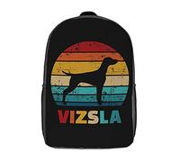 Personality School Backpack Dog Pet Vizsla Retro Knapsack Trendy Students Bookbag for Hiking, Camping, Work, 42X32X14Cm