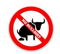 Personality Set of No Bullshit Warning Funny PVC Decal Car Sticker 10CMX10CM(2PCS)