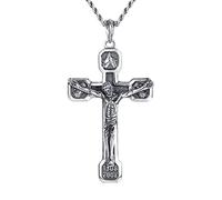 Personality, Sterling Silver Jesus Cross Pendant, Hip Hop Retro Punk Street Men and Women Sweater Chain Gift Jewelry Pendant. (55cmtwistedrope)