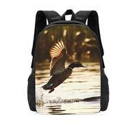 Personality Travel Bag Duck Fly Upon River Print Rucksack Colorful Daypack for School, Travel, Work, 42X32X14Cm