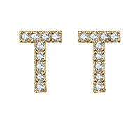 Personality Trend Small Letter Earrings Brass Gold Plated Jewelry Spots Zircon Letter Earrings Earring Jewelry for Mother Valentine's Day Easter (T, One Size)