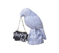 Personalizable garden parrot welcome sign resin sculpture with message board perfect for outdoor decoration on patio lawn or walkway areas (Grey Parrot)
