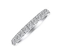 Personalize AAA Cubic Zirconia Clear Round CZ Half Eternity Ring Anniversary Wedding Band For Women .925 Sterling Silver 2MM Stackable Rings Customizable
