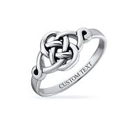 Personalize Best Friends Irish Celtic Love Knots BFF Infinity Promise Ring 2MM Band For Teen Women Oxidized .925 Sterling Silver Custom Engraved