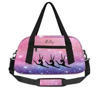 Personalize Cheerleading Kids Overnight Duffel Bags for Girls Customized Sport Gym Bag Duffel Bag for Travel Weekender Practice Gymnastics Ballet School Gym Sleepover Bag（Glitter Pink）, color6, 18.5"L