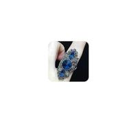 Personalize Classic Traditional 5CT Royal BlueCrown Halo Oval Simulated Sapphire Engagement for Women Promise Ring Inlaid Engagement Ring ARing Size 8