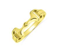 Personalize Cowgirl Equestrian Lover Double Horse Snaffle Bit Band Ring Western Jewelry For Women Teen Yellow Gold Plated .925 Sterling Silver Customizable
