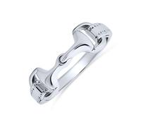 Personalize Cowgirl Equestrian Lover Double Horse Snaffle Bit Band Ring Western Jewelry For Women Teen .925 Sterling Silver Customizable