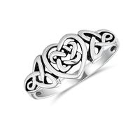 Personalize Dainty Best Friends Irish Celtic Love Knots BFF Infinity Heart Promise Ring 1MM Band For Teen Women Oxidized .925 Sterling Silver Customizable