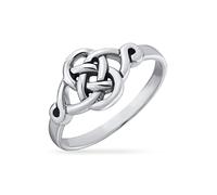 Personalize Dainty Best Friends Irish Celtic Love Knots BFF Infinity Promise Ring 2MM Band For Teen Women Oxidized .925 Sterling Silver Customizable