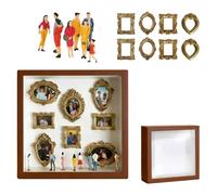 Personalize Miniature Museums Silhouetted Box Set with Gold Frame and Figures Photo Display Shadows for Home Decors Miniature Keepsakes