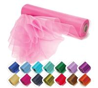 Personalize Pro 29cm x 25m Organza Sheer Fabric Roll | Elegant Decorative Cloth for Weddings, Special Events, Ribbons, Dress Accents, Chair Bows, Table Runners, Party Favors & Crafting | Rose Pink