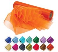 Personalize Pro 29cm x 25m Organza Sheer Fabric Roll | Elegant Decorative Cloth for Weddings, Special Events, Ribbons, Dress Accents, Chair Bows, Table Runners, Party Favors & Crafting | Burnt Orange
